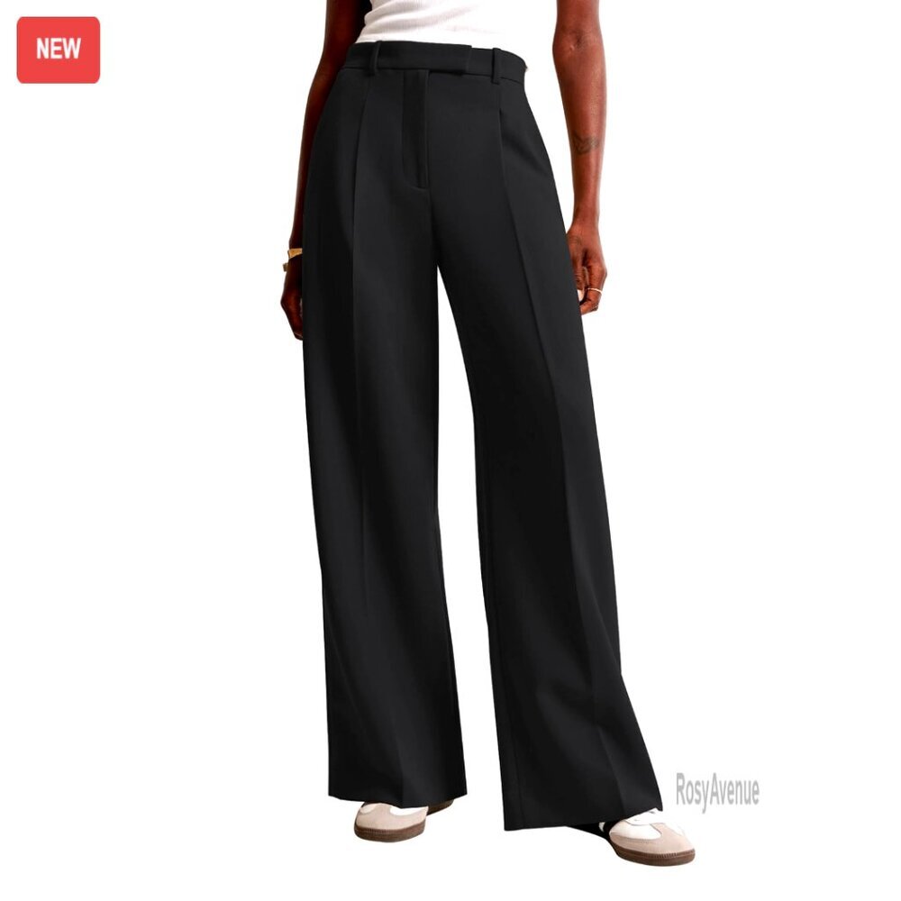 High Waisted Wide Leg Work Pants with Pockets Business Casual Trousers - Picture 1 of 7